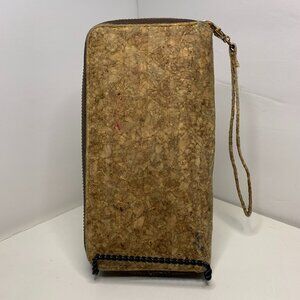 Womens brown cork style Wrist wallet, Credit card holder.